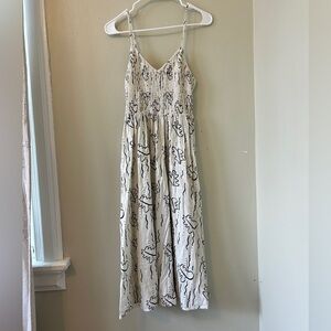 Urban Outfitters Cream and White Maxi Sundress with Spaghetti Straps